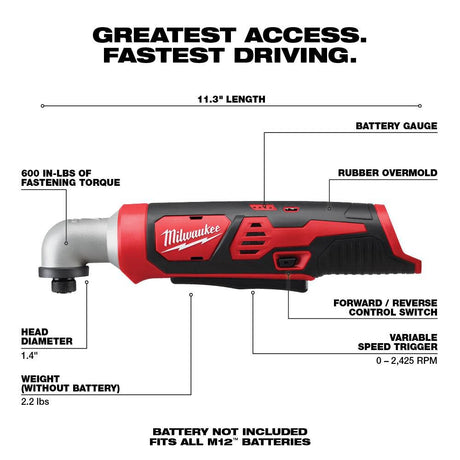 M12 1/4 in. Hex Right Angle Impact Driver (Bare Tool) 2467-20