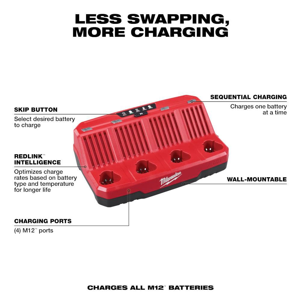 M12 4-Bay Sequential Charger 48-59-1204