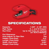 M12 Brushless 1-1/4 Inch to 2 Inch Copper Tubing Cutter Cordless (Bare Tool) 2479-20