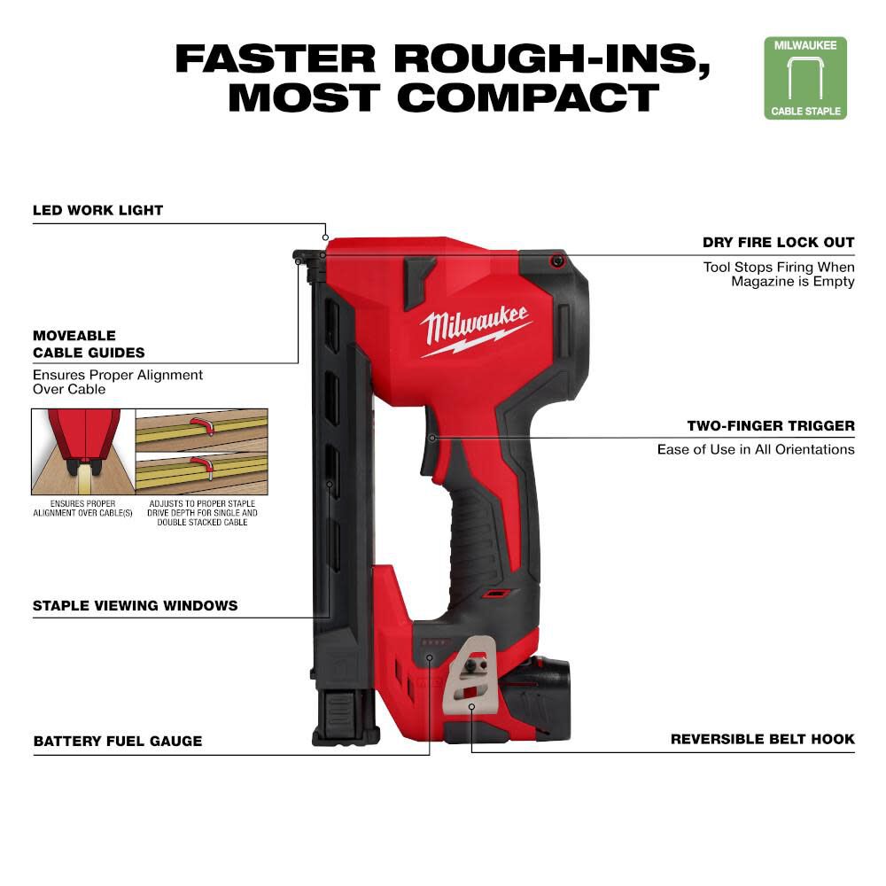 M12 Cable Stapler Kit with 1inch Insulated Cable Staples 600qty Bundle 2448-21-MNM1-600