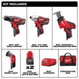 M12 Cordless Lithium-Ion 4 Tool Combo Kit 2498-24