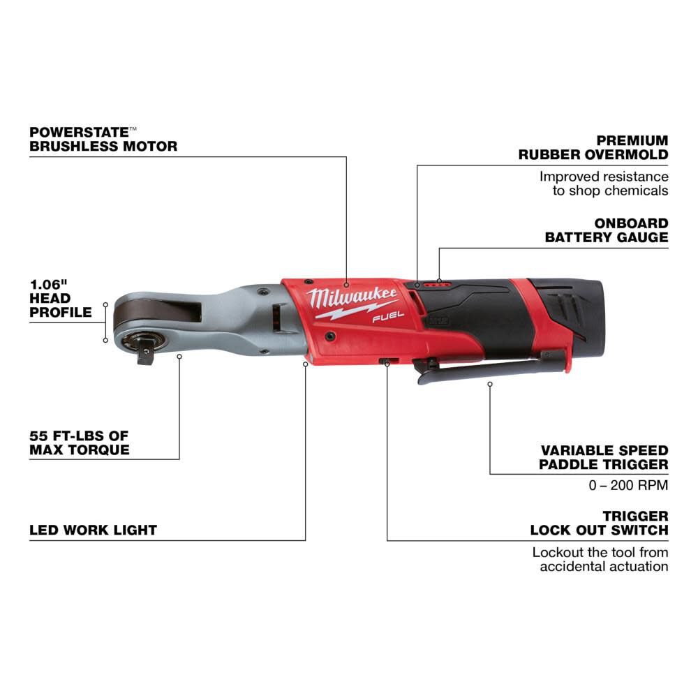 M12 FUEL Ratchet 2 Battery Kit 2557-22