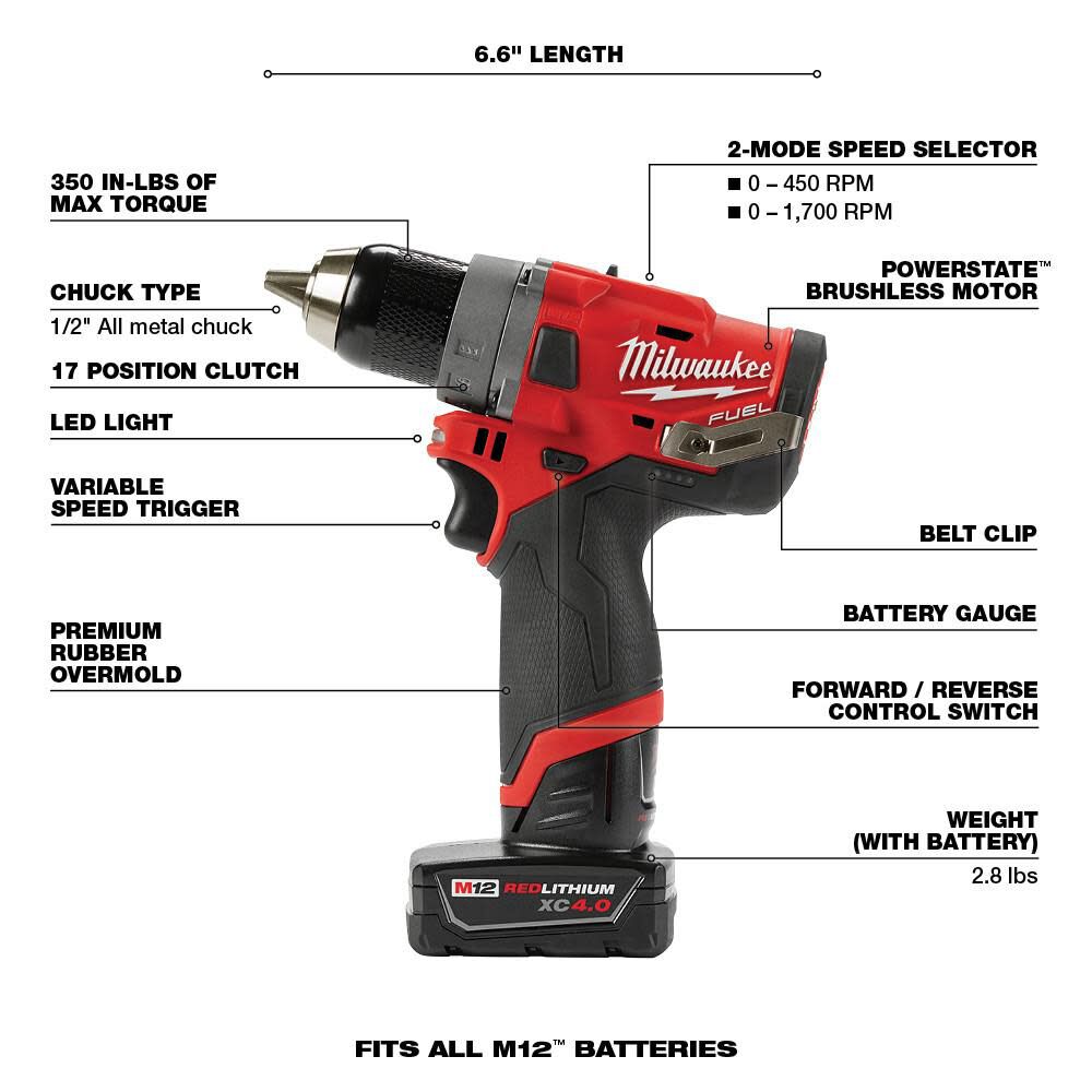 M12 FUEL 1/2 In. Drill Driver Kit 2503-22