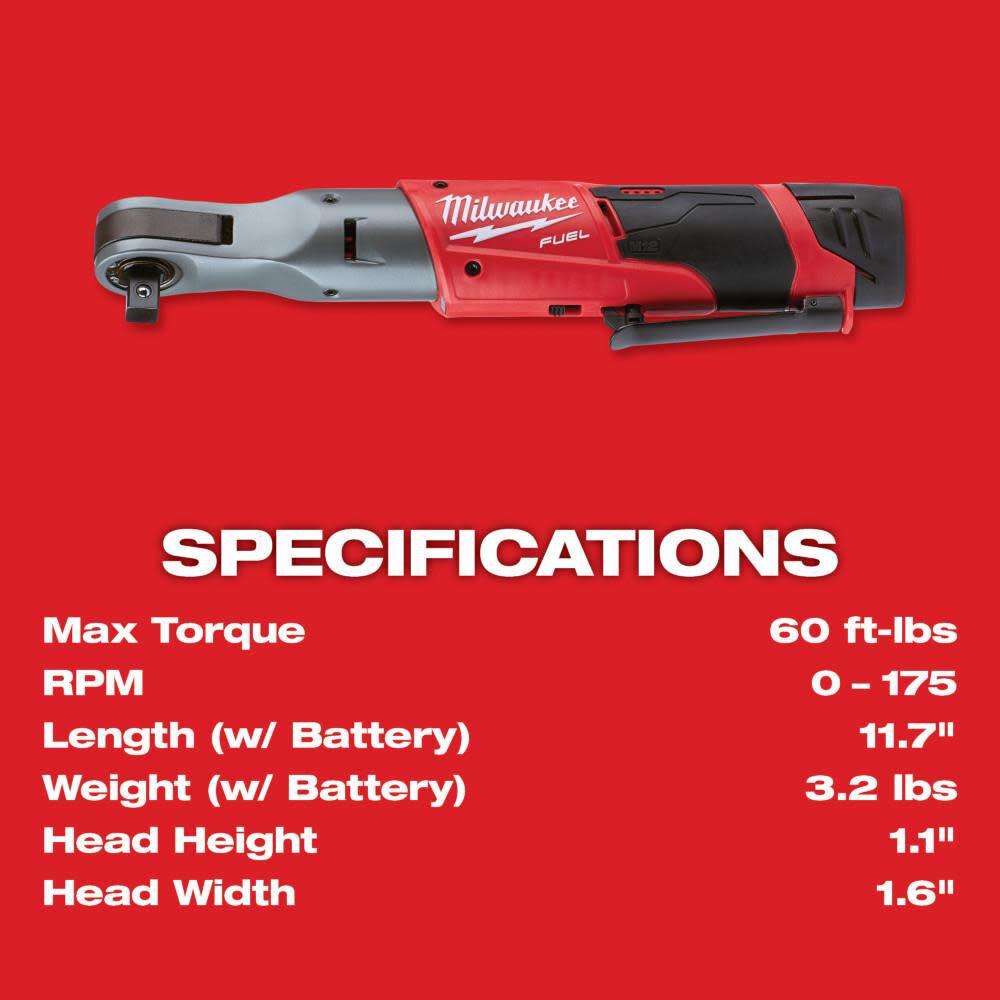 M12 FUEL 1/2 in. Ratchet 2 Battery Kit 2558-22