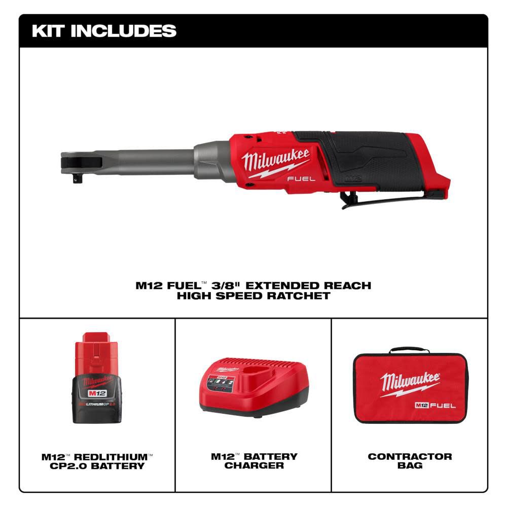 M12 FUEL 3/8inch Extended Reach High Speed Ratchet Kit 2569-21