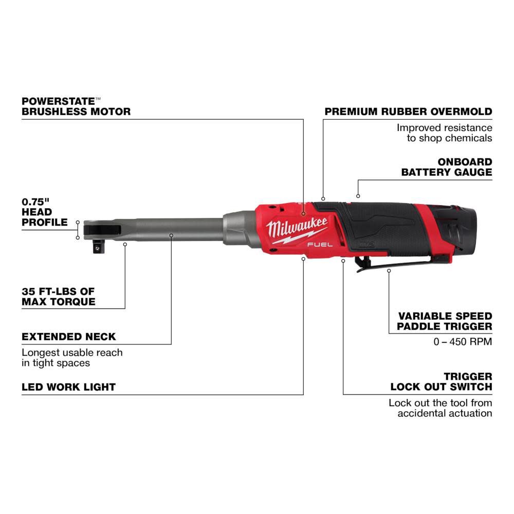 M12 FUEL 3/8inch Extended Reach High Speed Ratchet Kit 2569-21