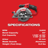 M12 FUEL 5- Circular Saw (Bare Tool) 2530-20