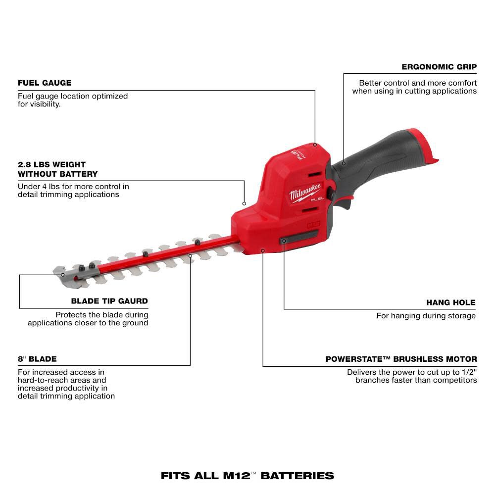 M12 FUEL 8 in Hedge Trimmer (Bare Tool) 2533-20