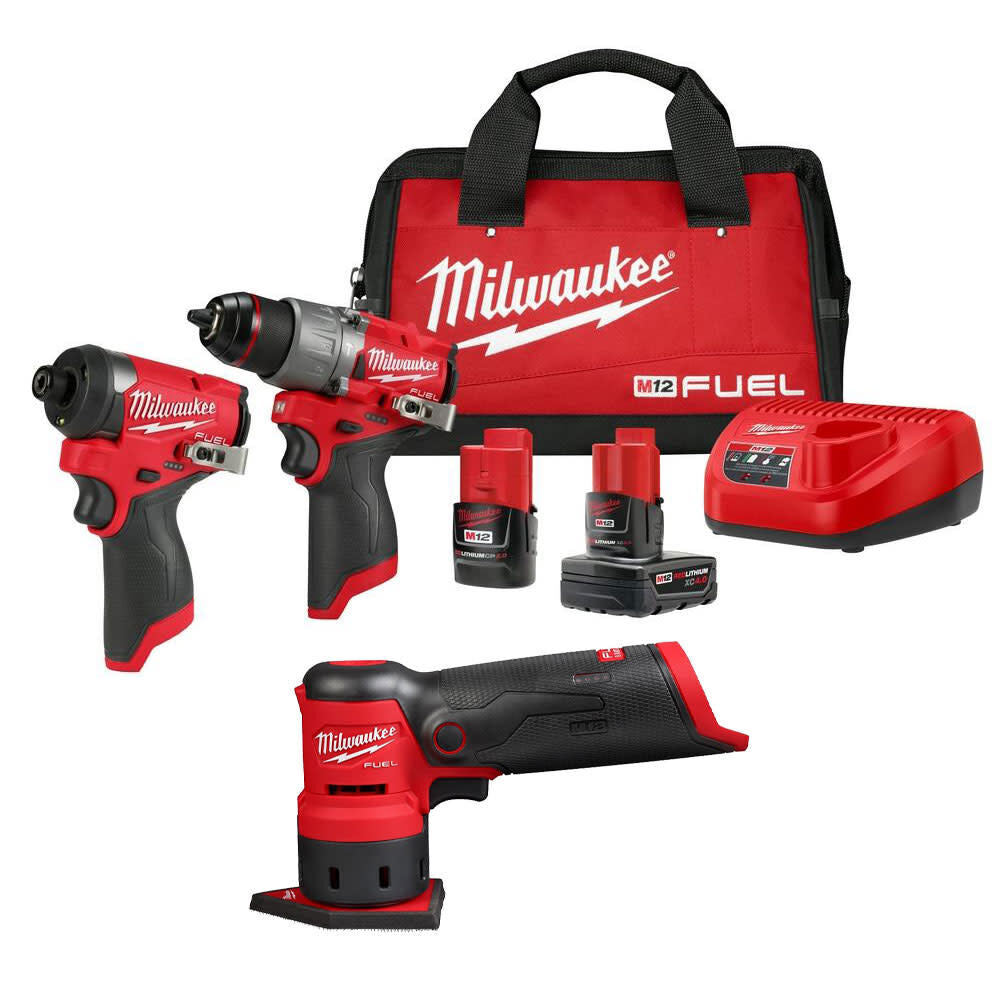 M12 FUEL Drill Driver, Impact Driver & Orbital Sander Combo Kit Bundle 3497-22-2531-20