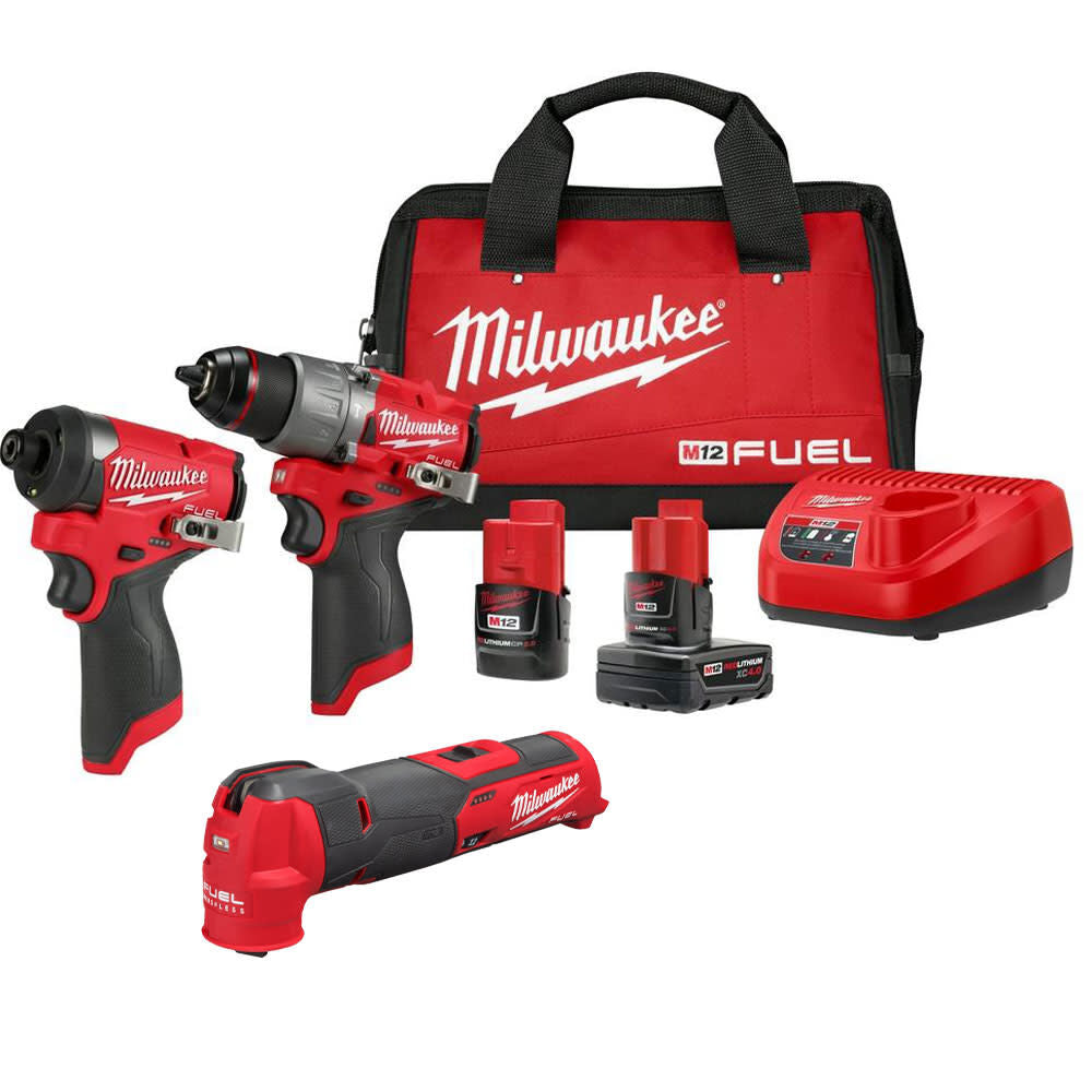 M12 FUEL Drill Driver, Impact Driver & Oscillating Multi-Tool Combo Kit Bundle 3497-22-2526-20