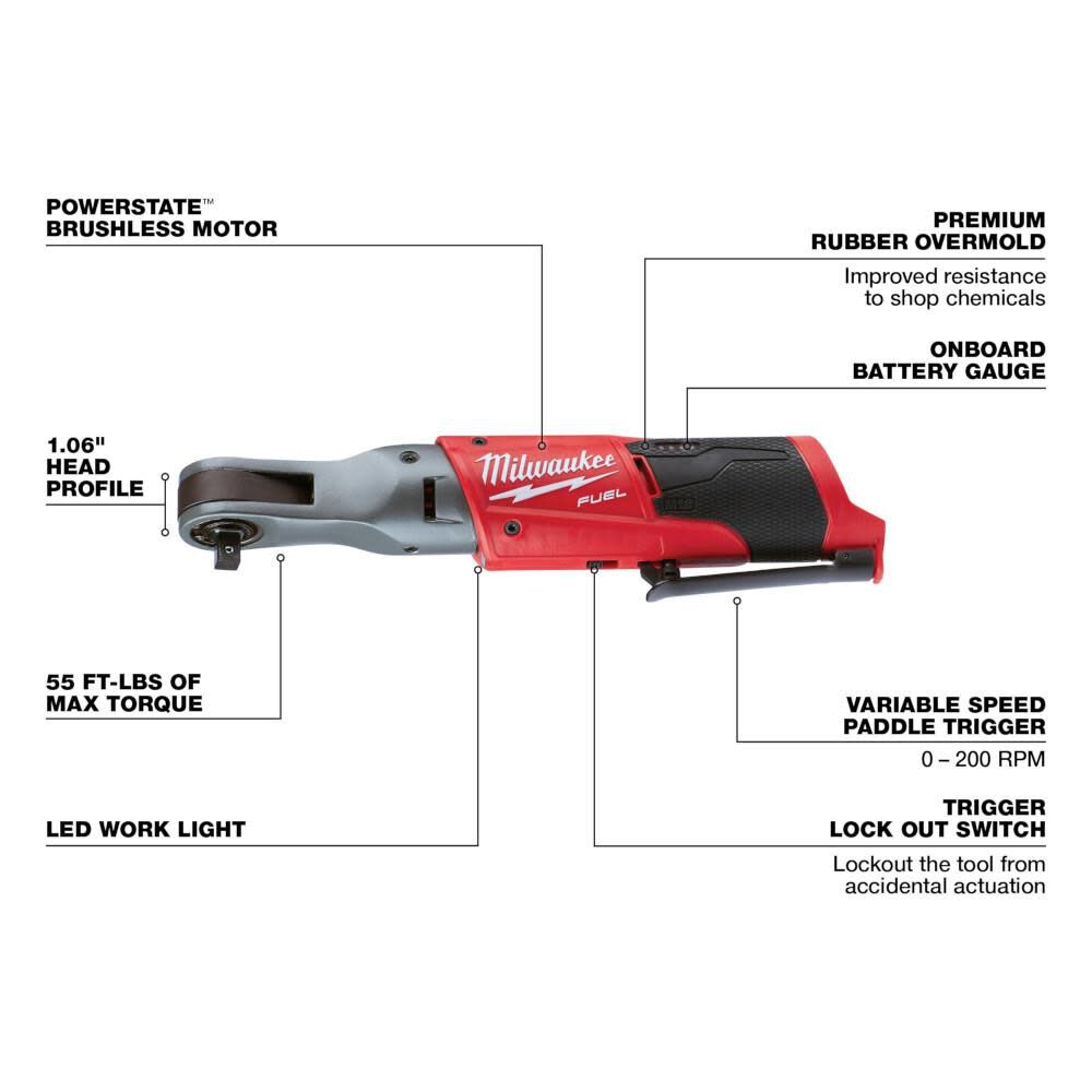 M12 FUEL Drill Driver, Impact Driver & Ratchet Combo Kit Bundle 3497-22-2557-20