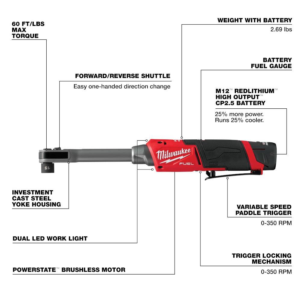 M12 FUEL INSIDER Extended Reach Box Ratchet Kit 3050-21