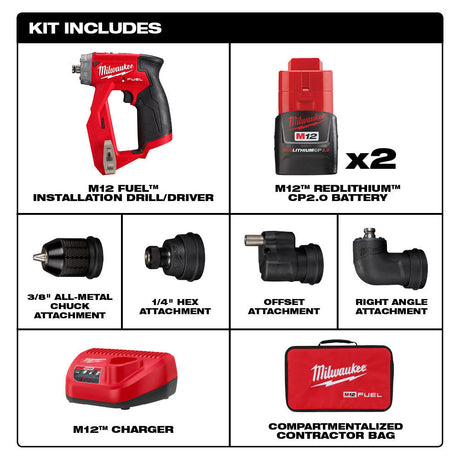 M12 FUEL Installation Drill/Driver & Straight Die Grinder Combo Kit Bundle 2505-22-2486-20