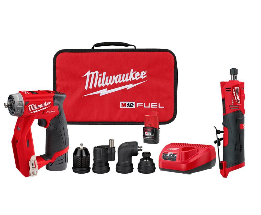 M12 FUEL Installation Drill/Driver & Straight Die Grinder Combo Kit Bundle 2505-22-2486-20