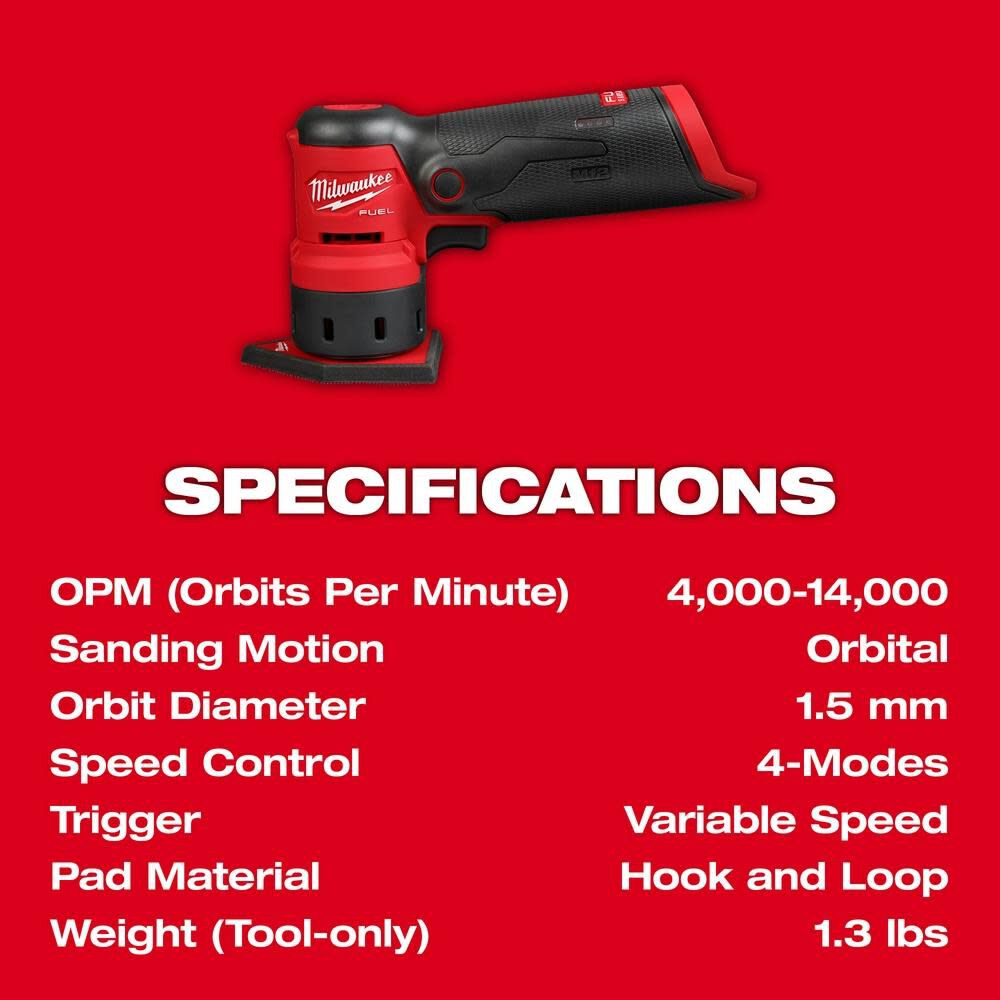 M12 FUEL Orbital Detail Sander (Bare Tool) 2531-20