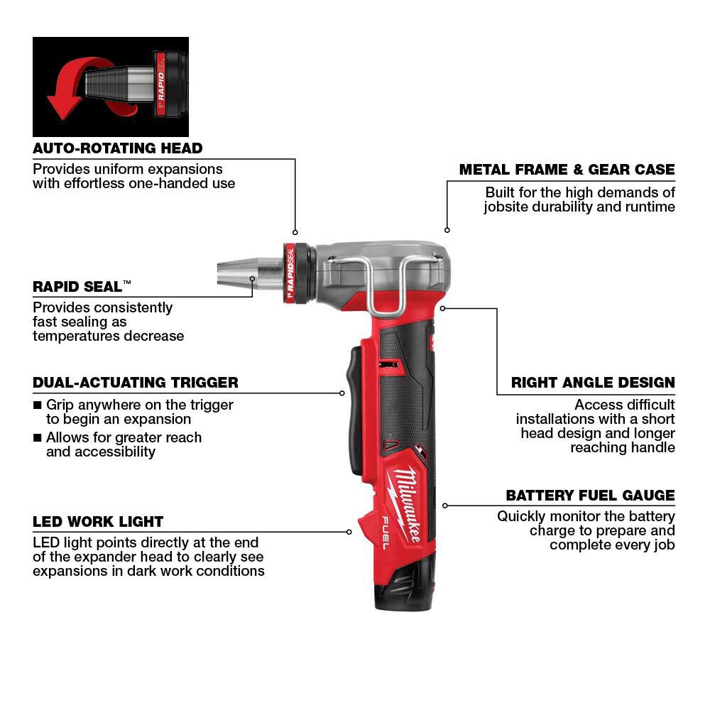 M12 FUEL ProPEX Expander Kit with 1/2inch-1inch RAPID SEAL ProPEX Expander Heads 2532-22