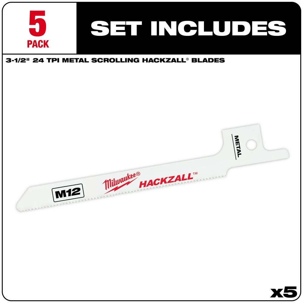 M12 HACKZALL Bi-Metal Blade - Metal Scroll 5PK 49-00-5324