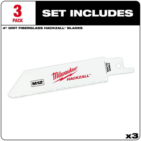 M12 Hackzall Grit Edge Fiberglass Bi-Metal Blade 3Ct 49-00-5400