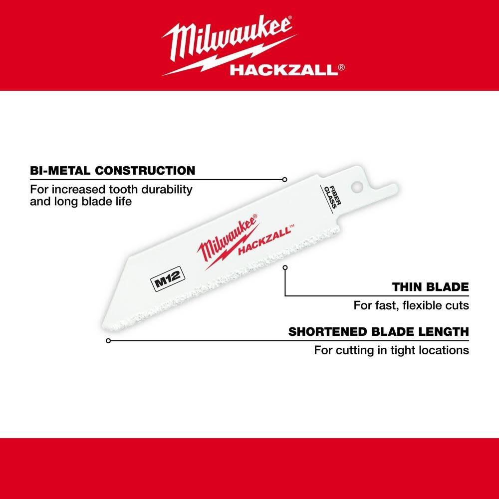 M12 Hackzall Grit Edge Fiberglass Bi-Metal Blade 3Ct 49-00-5400