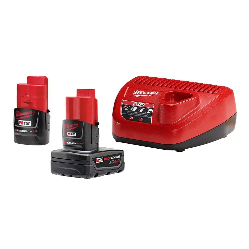 M12 REDLITHIUM CP 2.0Ah & XC 4.0Ah Battery and Charger Starter Kit 48-59-2424