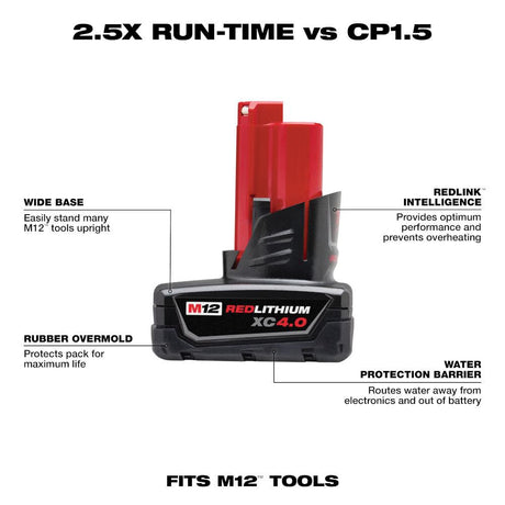 M12 REDLITHIUM XC 4.0Ah Extended Capacity Battery Pack 48-11-2440