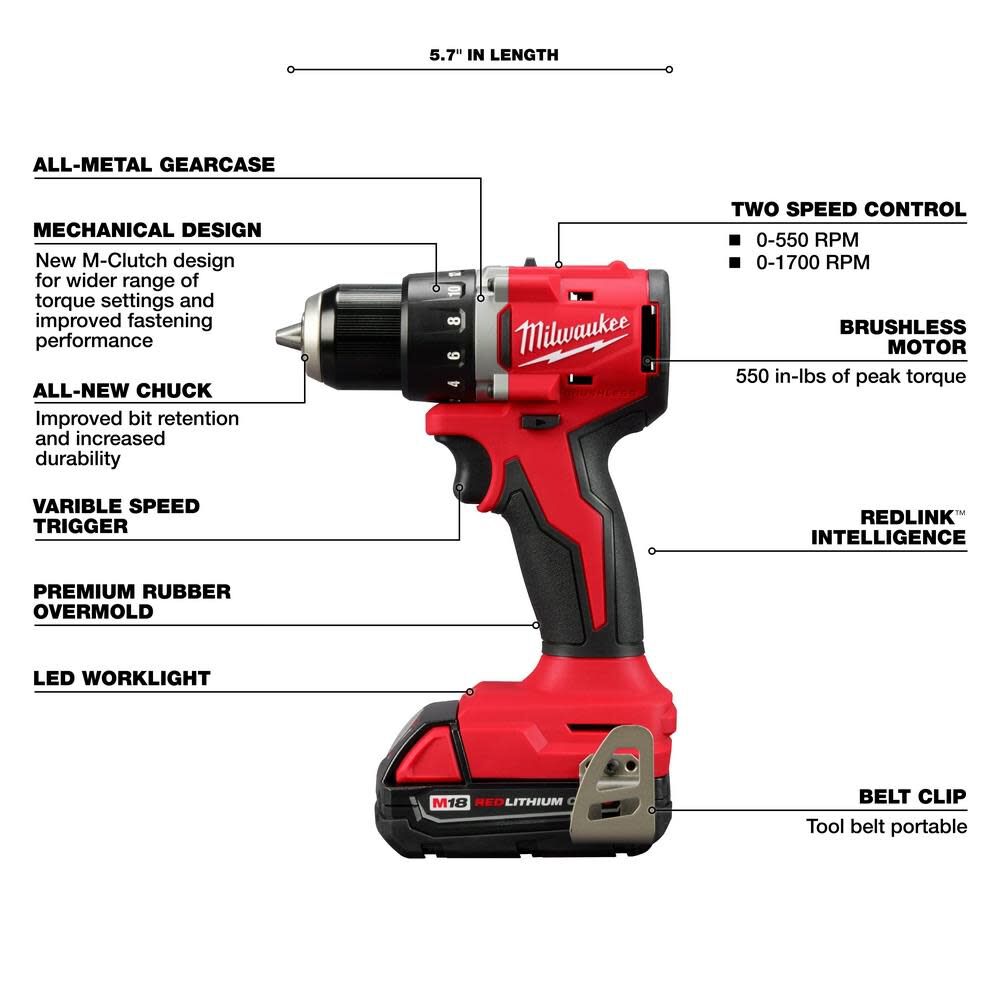 M18 1/2 Inch Drill Driver, 1/4 Inch Impact Driver & 6-1/2 Inch Circular Saw Combo Kit Bundle 3692-22CT-2630-20