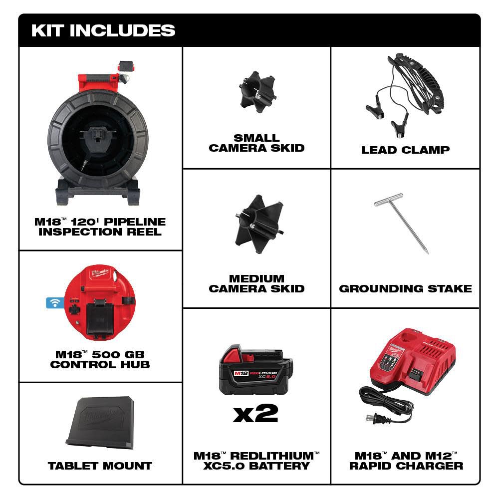 M18 120 ft Pipeline Inspection System Kit 2973-22