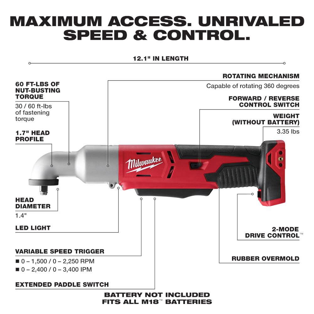 M18 2-Speed 3/8 in. Right Angle Impact Wrench (Bare Tool) 2668-20