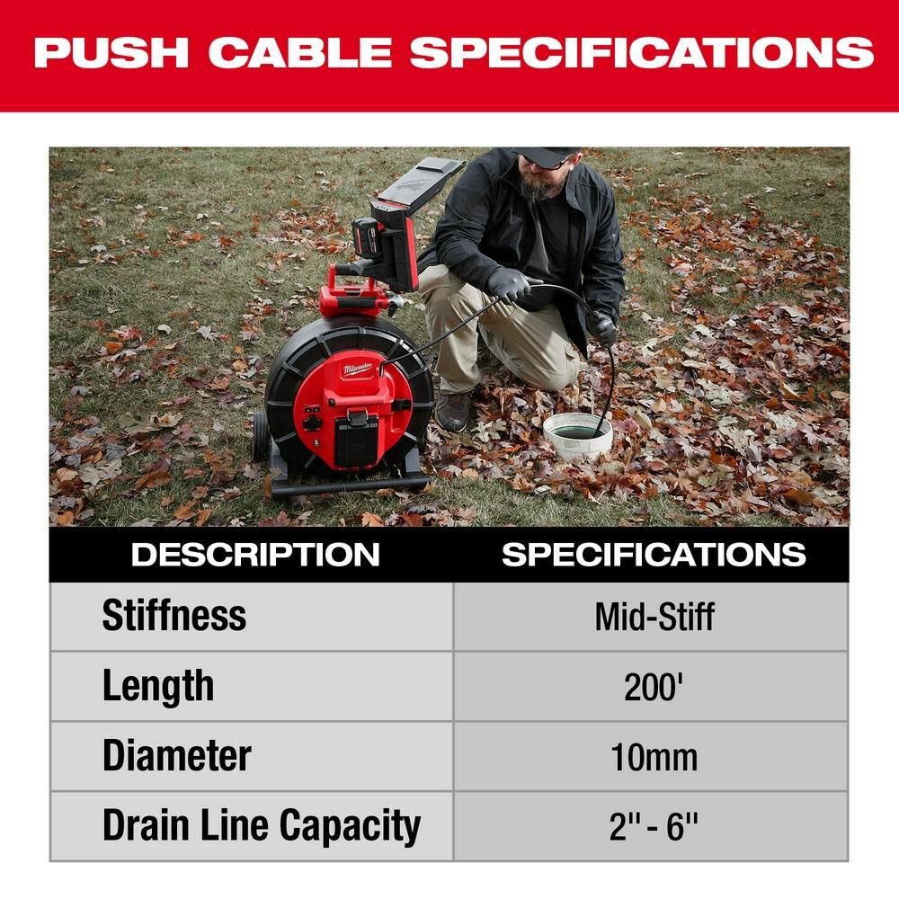 M18 200 Mid-Stiff Pipeline Inspection Reel (Bare Tool) 2975-20