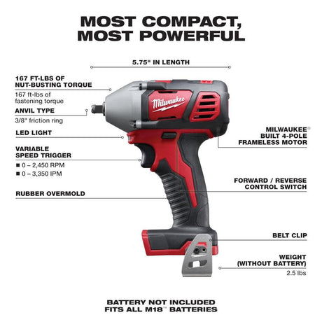 M18 3/8 In. Impact Wrench (Bare Tool) 2658-20