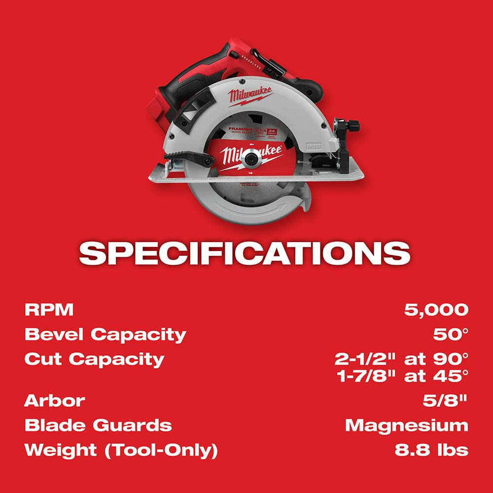 M18 Brushless 7-1/4 in. Circular Saw (Bare Tool) 2631-20