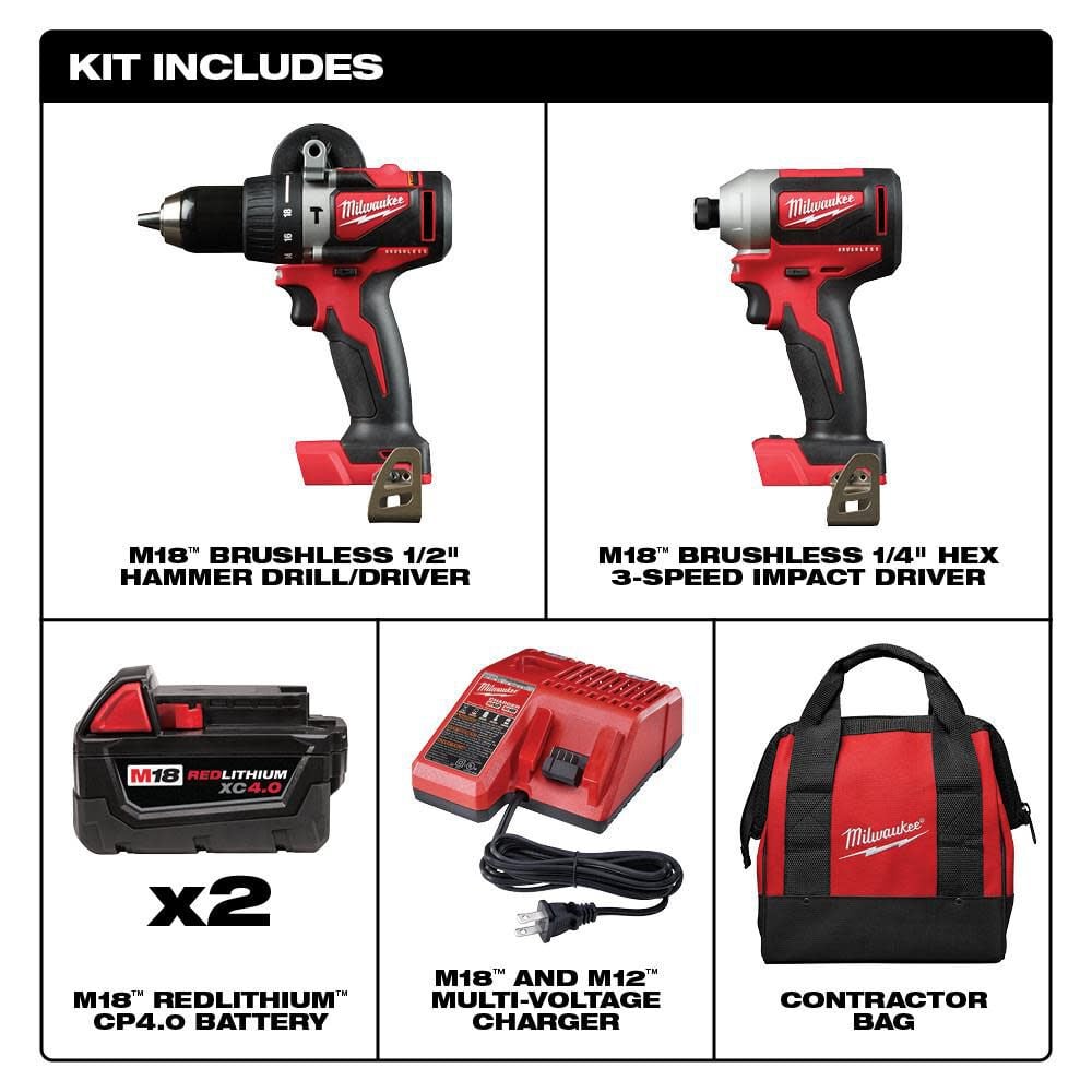 M18 Brushless Hammer Drill/Impact Combo Kit 2893-22