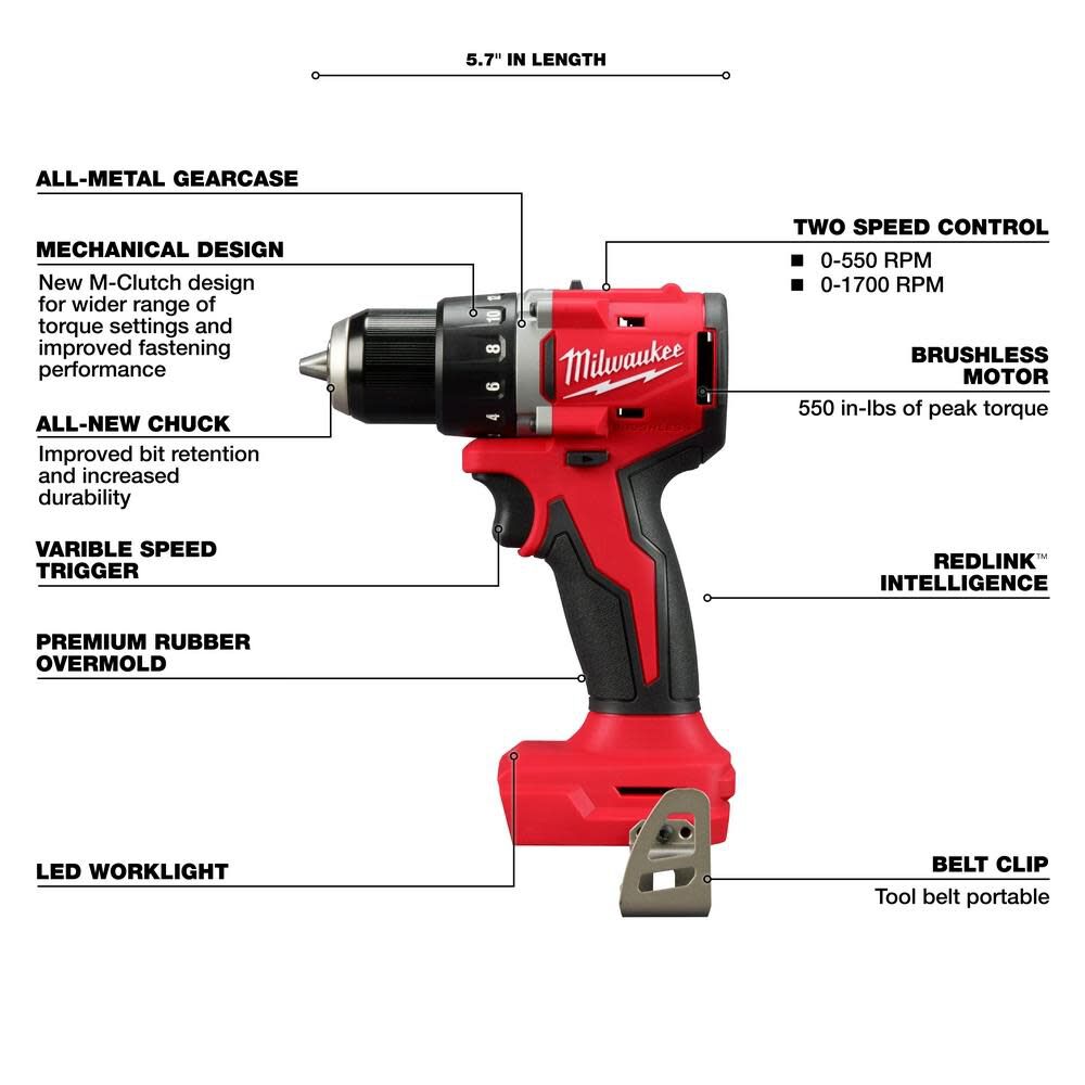 M18 Compact 1/2 in Drill/Driver (Bare Tool) 3601-20