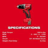 M18 Compact 1/2 in Hammer Drill/Driver (Bare Tool) 3602-20