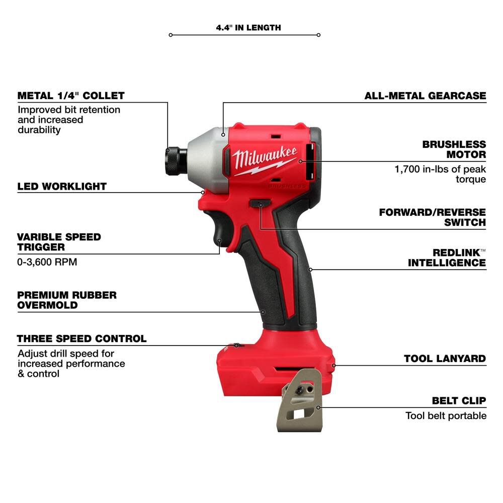 M18 Compact 1/4 in Hex 3-Speed Impact Driver (Bare Tool) 3651-20