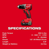 M18 Compact Brushless 1/2in Hammer Drill/Driver Kit 3602-21P