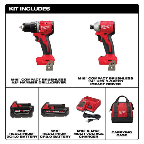 M18 Compact Brushless 2-Tool Combo Kit 3693-22CX