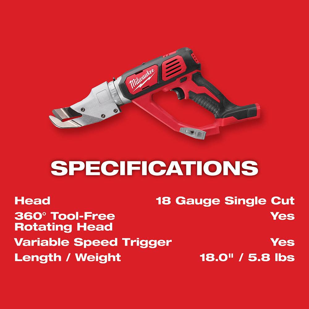 M18 Cordless 18 Gauge Single Cut Shear (Bare Tool) 2637-20