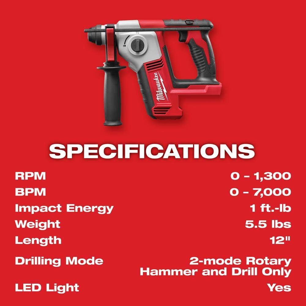 M18 Cordless 5/8inch SDS Plus Rotary Hammer (Bare Tool) 2612-20