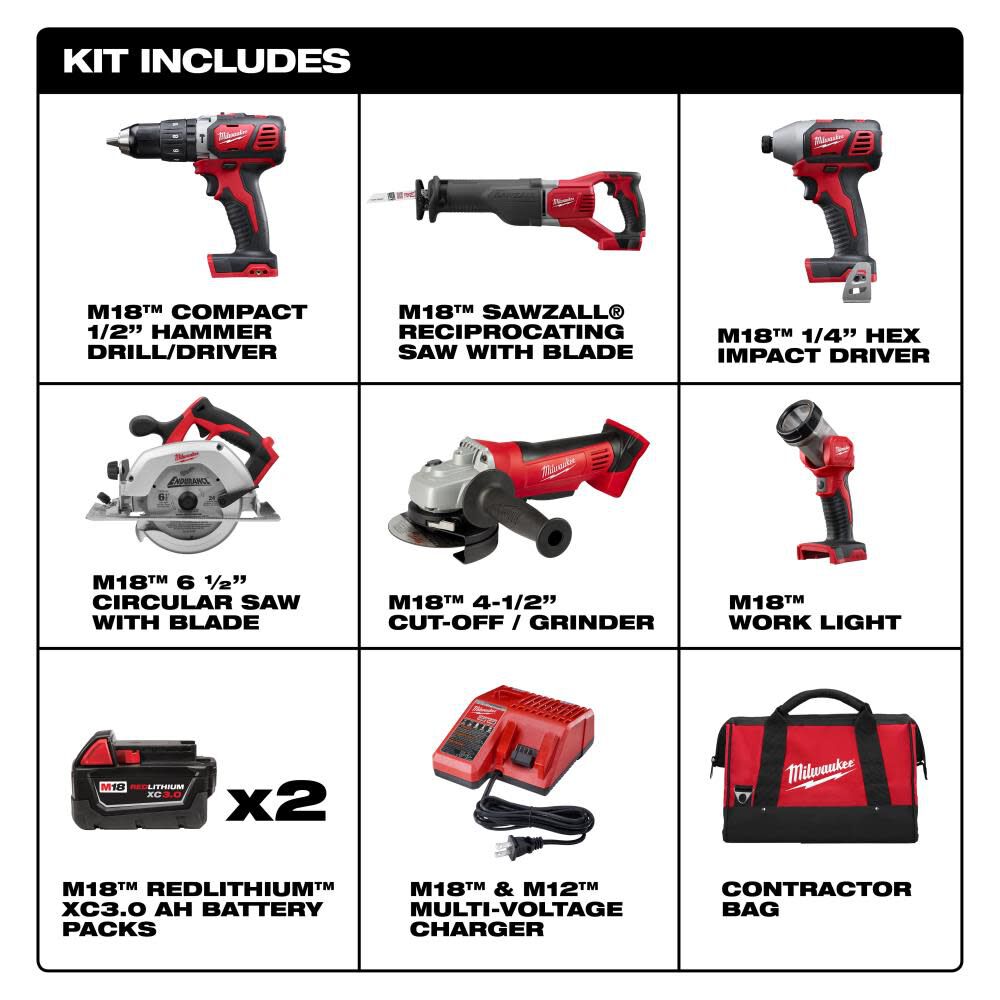 M18 Cordless Lithium-Ion 6-Tool Combo Kit 2696-26