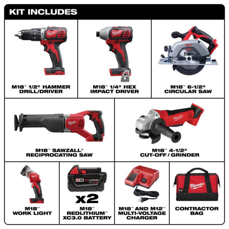 M18 Cordless Lithium-Ion 6-Tool Combo Kit 2696-26