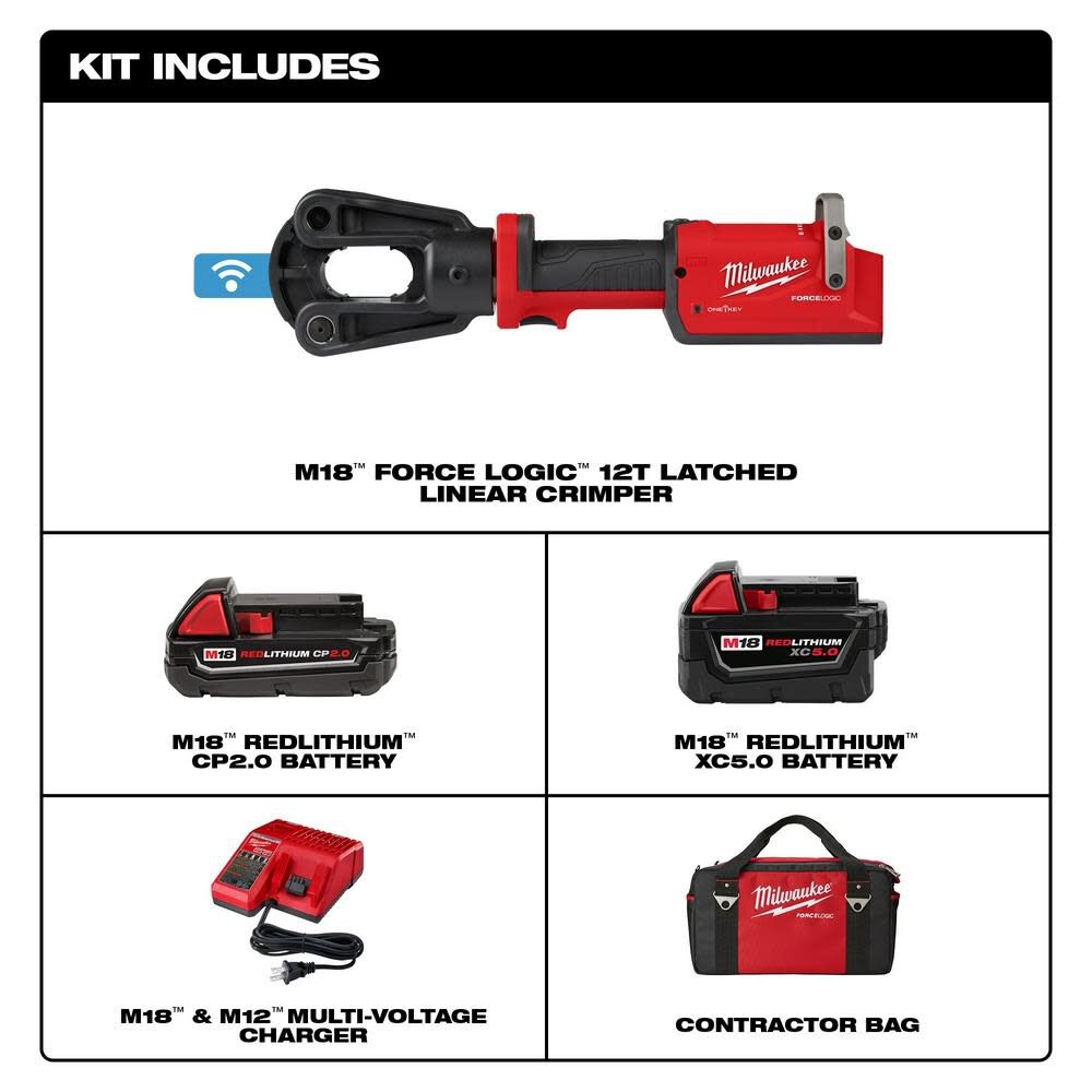 M18 FORCE LOGIC 12T Latched Linear Crimper Kit 2878-22