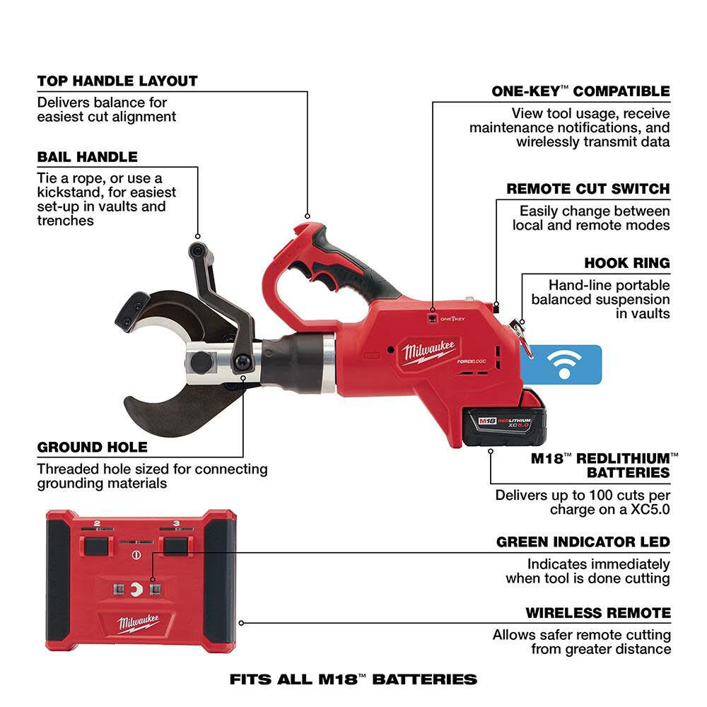 M18 FORCE LOGIC 3 in. Underground Cable Cutter with Wireless Remote 2776R-21