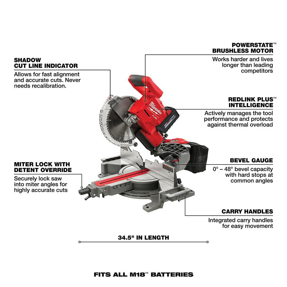 M18 FUEL 10inch Dual Bevel Sliding Compound Miter Saw Kit 2734-21