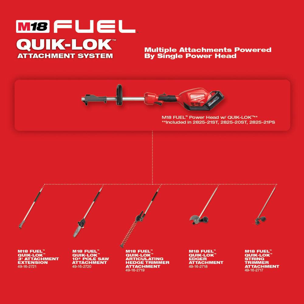 M18 FUEL 10inch Pole Saw Kit with QUIK-LOK & 16inch Chainsaw Bundle 2825-21PS-2727-20