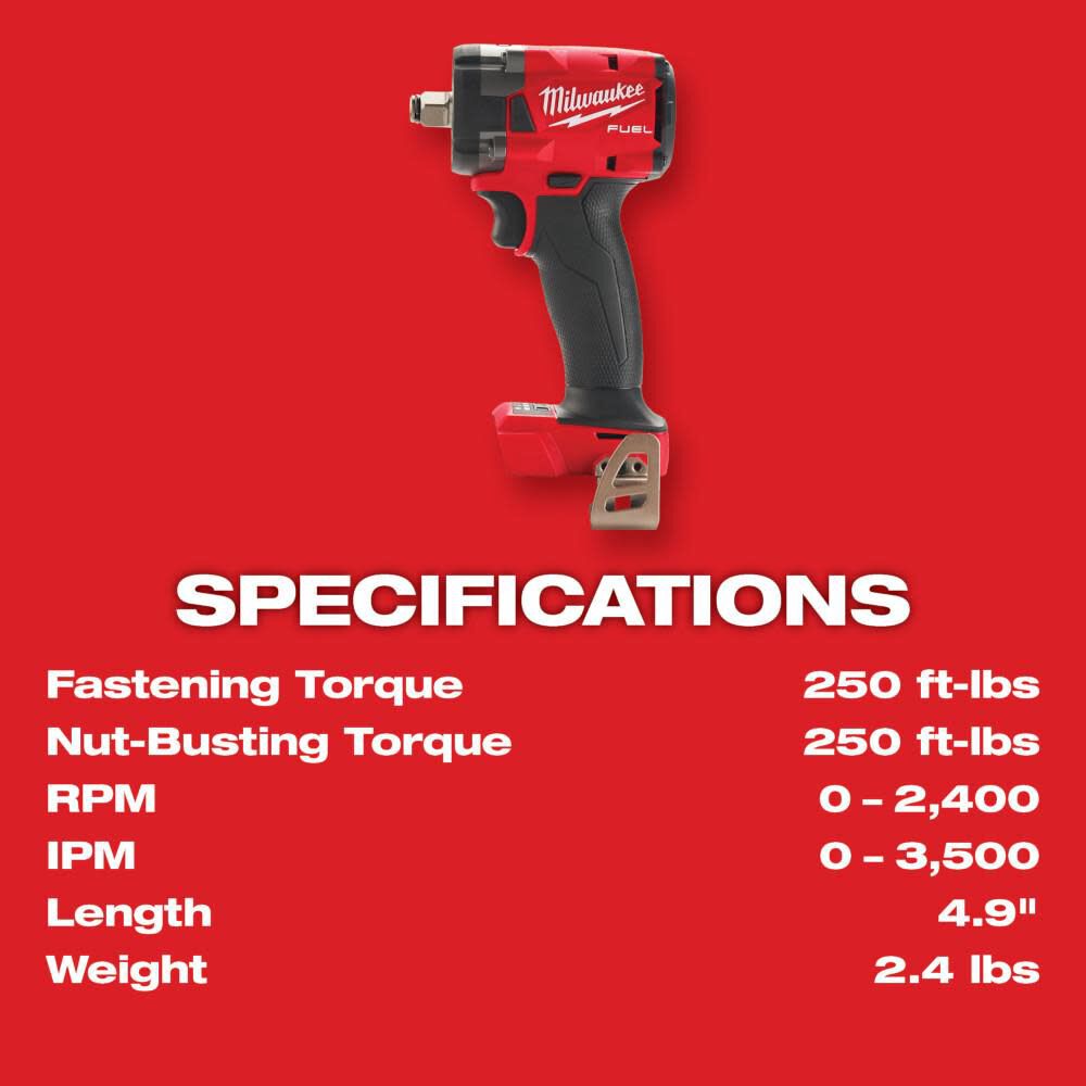 M18 FUEL 1/2 Compact Impact Wrench with Friction Ring (Bare Tool) 2855-20