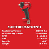 M18 FUEL 1/2 Compact Impact Wrench with Friction Ring (Bare Tool) 2855-20