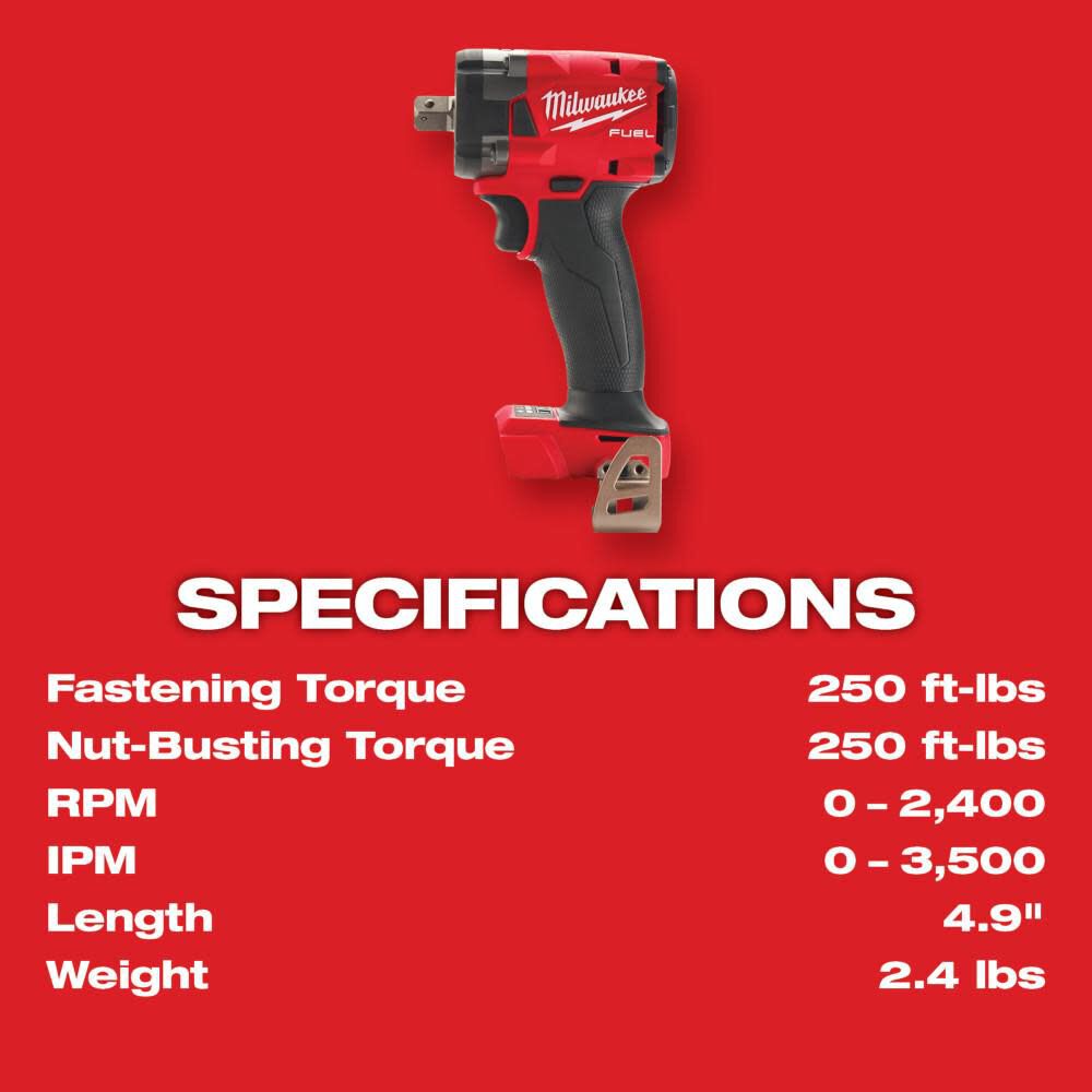 M18 FUEL 1/2 Compact Impact Wrench with Pin Detent 2855P-20