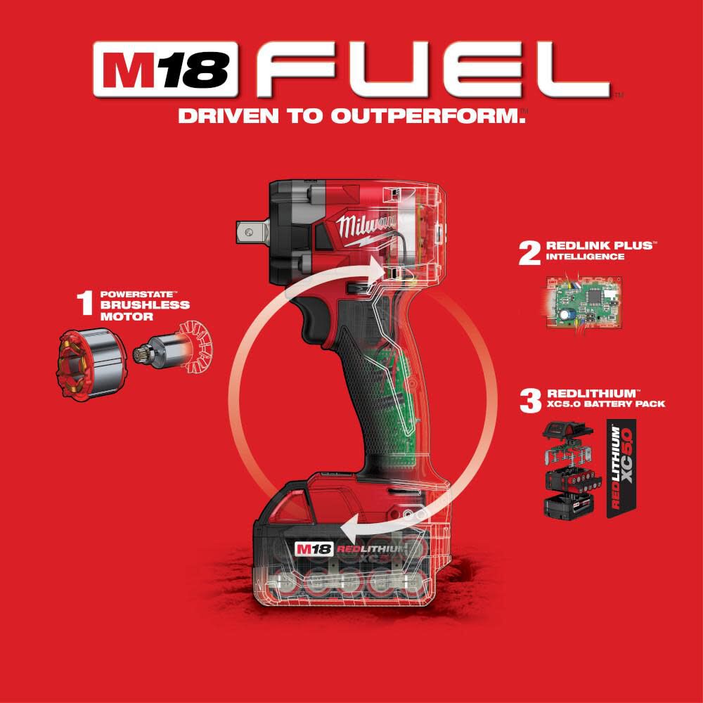 M18 FUEL 1/2 Compact Impact Wrench with Pin Detent Kit 2855P-22