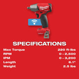 M18 FUEL 1/2 In. Compact Impact Wrench with Friction Ring with ONE-KEY 2759B-20